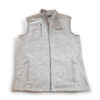 Light Grey colored fleece vest. On the left breast pocket is the Carroll Center for the Blind logo in black stitching.