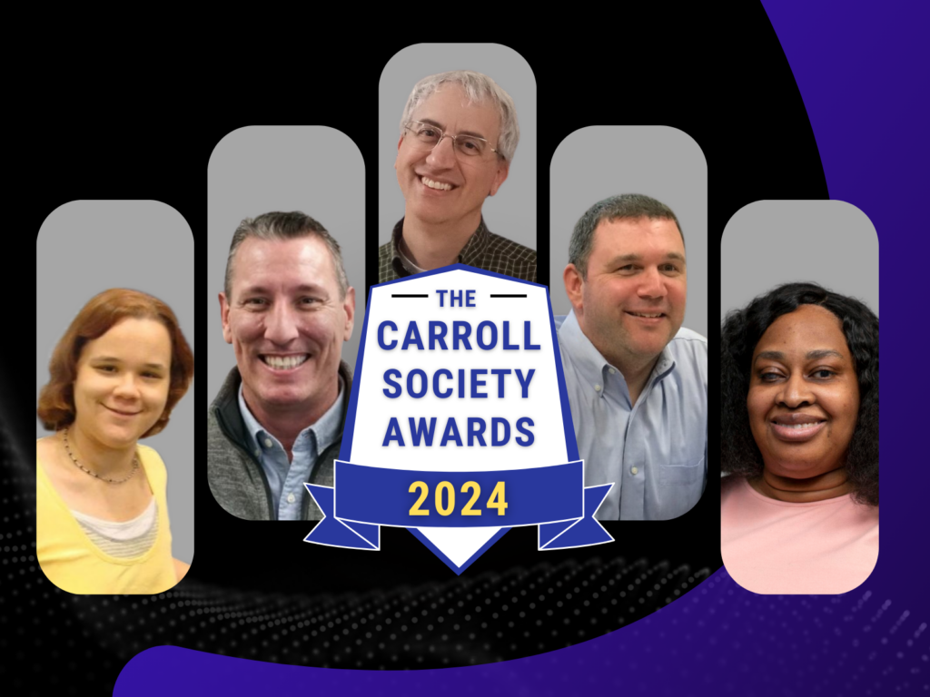 Headshots of the five winners of the 2024 Carroll Society Awards.