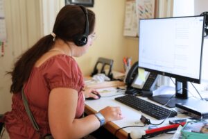 Summer student working on the computer