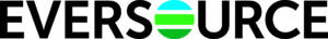 Eversource Logo in all caps and in black. The letter "O" is filled in with three colored lines. They are light blue, light green, and dark green.